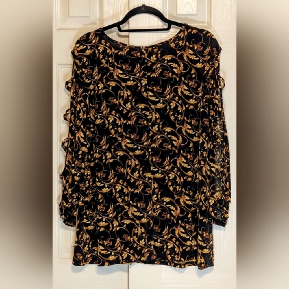 5/$25 BOLD Elements Black and Gold Blouse - Picture 2 of 5